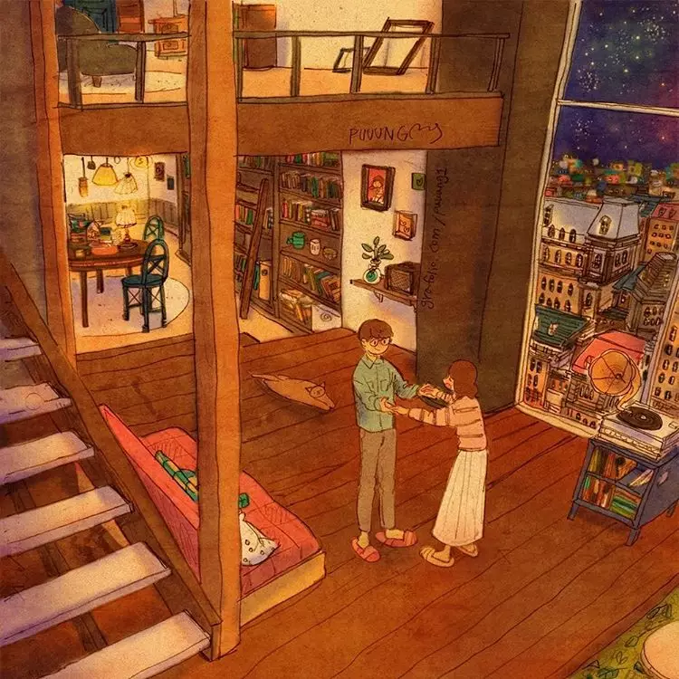 Ilustrasi romantis yang pas untuk #dirumahaja Instagram/ @puuung1 Ilustrasi romantis yang pas untuk #dirumahaja Instagram/ @puuung1