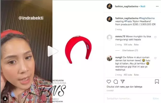 Barang sederhana Sagita Slavina © 2020 Instagram/@raffinagita1717