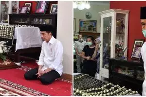 9 Potret duka Presiden Jokowi ditinggal ibunda, tetap tabah