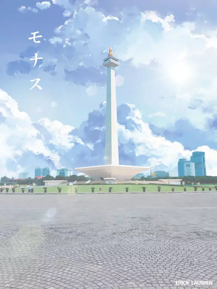 Potret ikon kota di Indonesia mirip animasi Jepang Facebook/eriklaushen