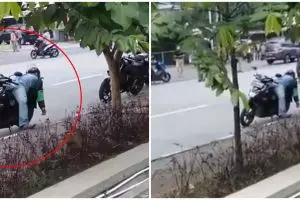 Viral driver ojek online terkapar di motor, endingnya kocak