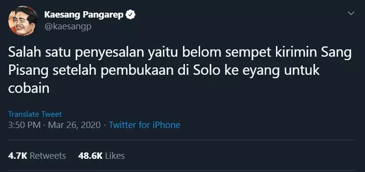 kaesang ungkap penyesalan © 2020 brilio.net