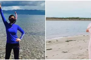 Social distancing ala Bella Shofie, ngungsi ke pulau & berjemur