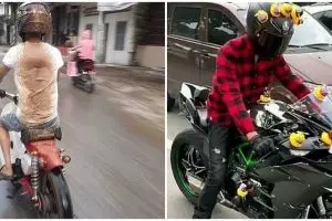 10 Potret lucu orang naik motor ini endingnya gagal keren