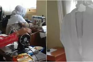 5 Potret pasien rehabilitasi rumah sakit jiwa bantu siapkan APD