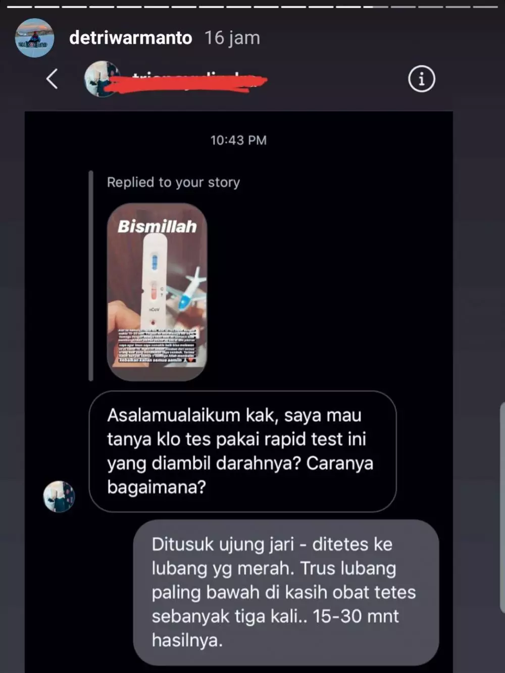 Detri Warmanto sembuh  © 2020 Instagram/@detriwarmanto