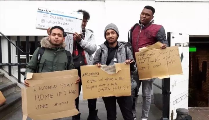 Potret tunawisma di tengah aturan social distancing Instagram/ @sheltersuit