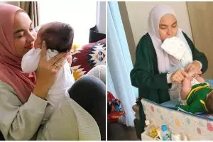 Jadi ibu baru, ini 7 momen Tika Bravani 'Denok TOP' momong anak