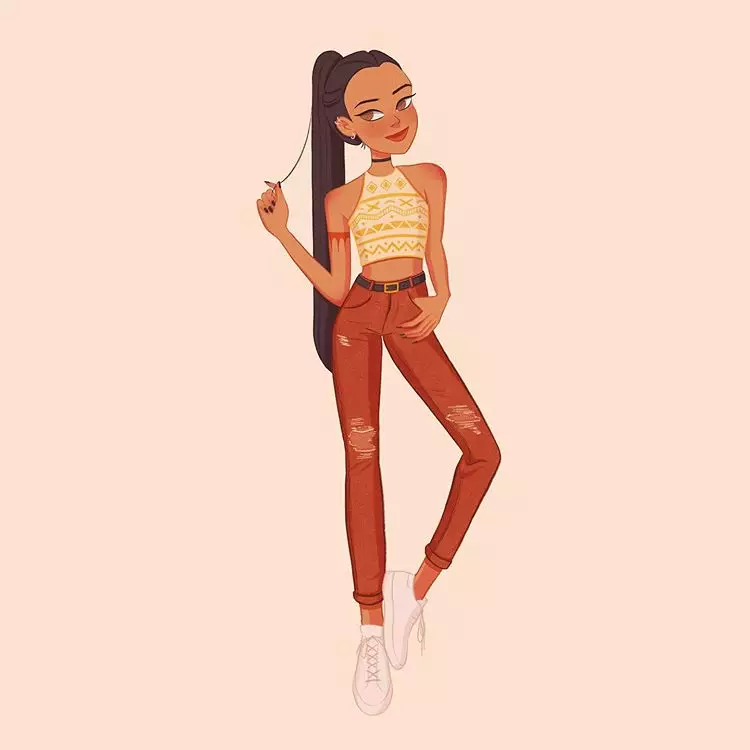 Potret putri Disney dibuat modis Instagram/ @xhumming   