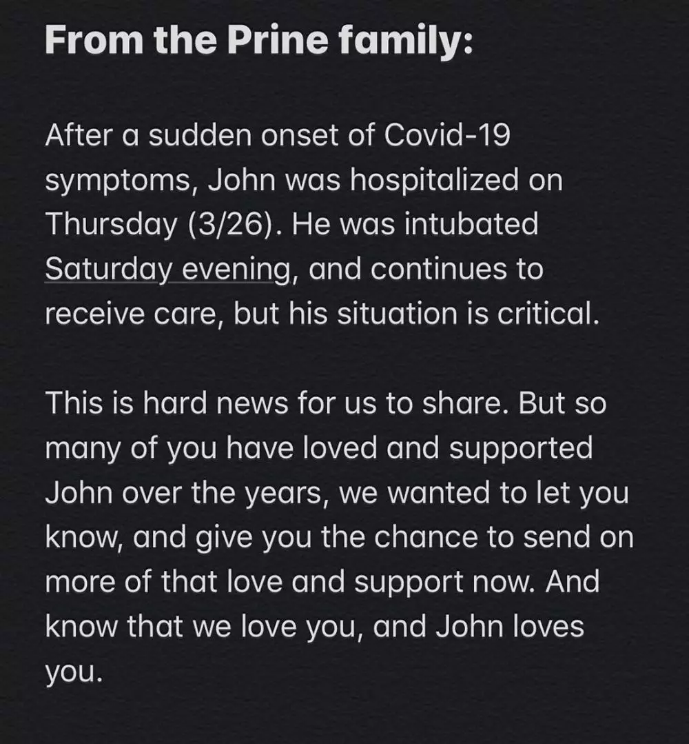 John Prine positif Corona © 2020 Instagram/@john_prine  John Prine positif Corona © 2020 Instagram/@john_prine