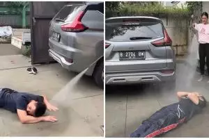 8 Potret Paula semprot Baim Wong disinfektan, akibat keluyuran