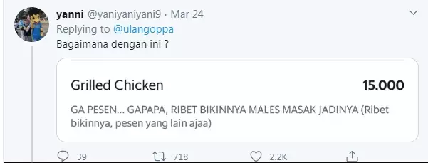 Deskripsi makanan unik  Twitter 