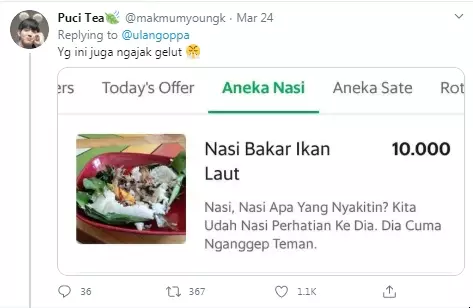 Deskripsi makanan unik  Twitter 