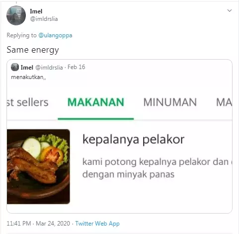 Deskripsi makanan unik  Twitter 