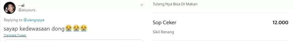 Deskripsi makanan unik  Twitter 
