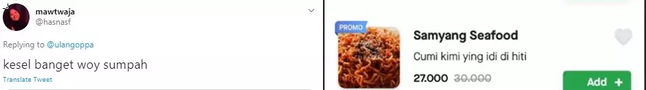 Deskripsi makanan unik  Twitter 