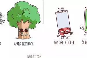 10 Ilustrasi before-after keseharian manusia ini unik banget