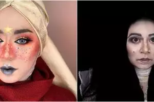 7 Potret makeup unik ala Ini Vindy, dari manglingi sampai nyeremin