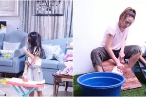 10 Potret aktivitas Ayu Dewi dan anak di rumah, antibosan