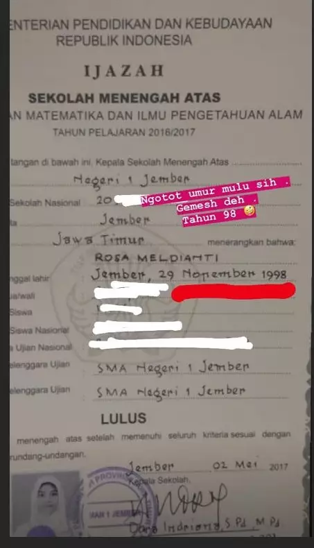 nama seleb di ijazah © 2020 brilio.net