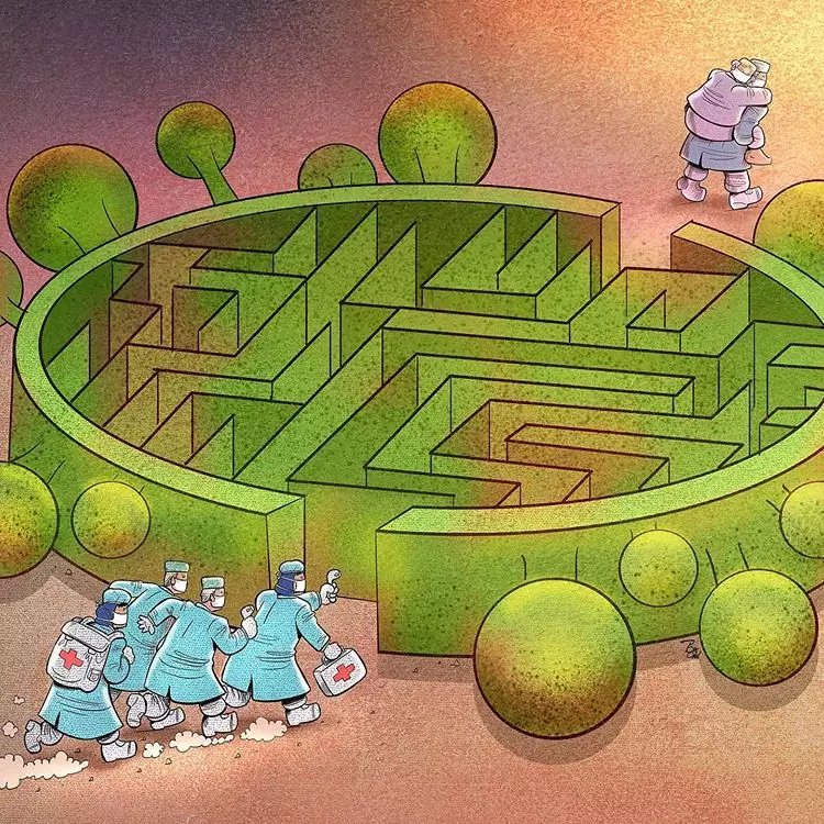 Ilustrasi perjuangan paramedis tangani corona Instagram/ @alirezapakdel_artist   