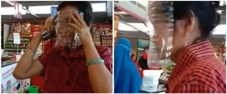 Viral wanita ubah botol air minum jadi masker demi cegah corona