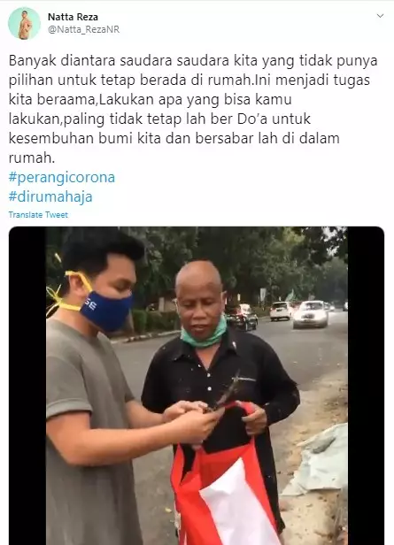 aksi Natta Reza bagi sembako  Twitter aksi Natta Reza bagi sembako  Twitter