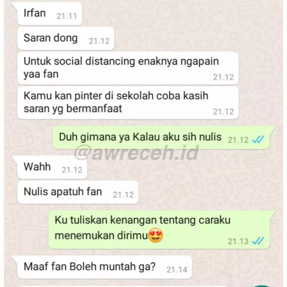 chat WA lucu niatnya modus © 2020 instagram.com