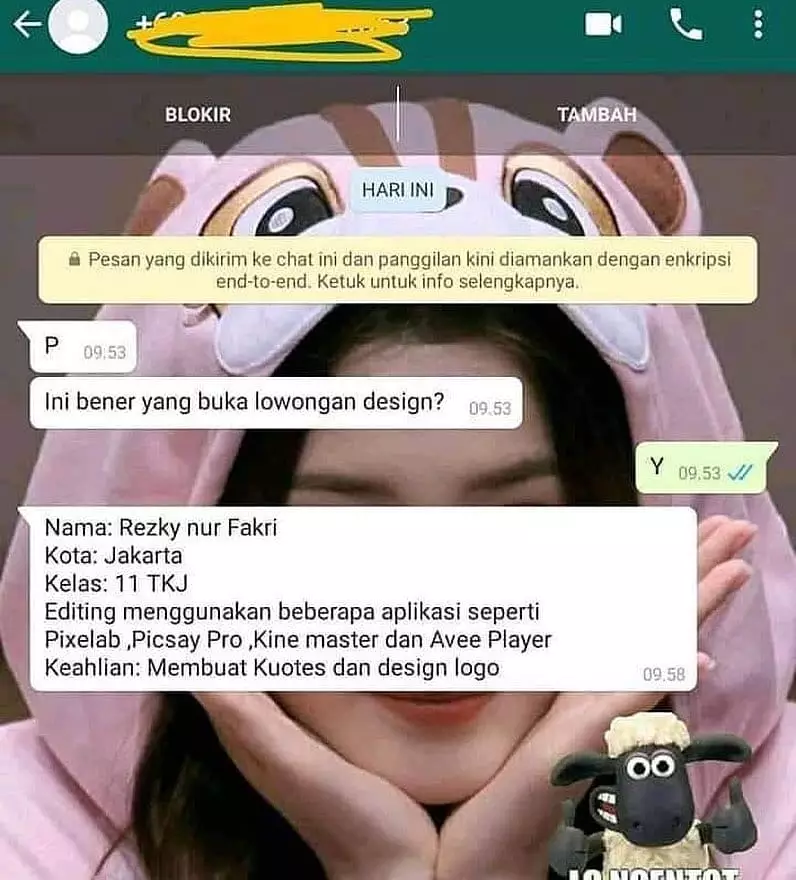 chat WA lucu niatnya modus © 2020 instagram.com