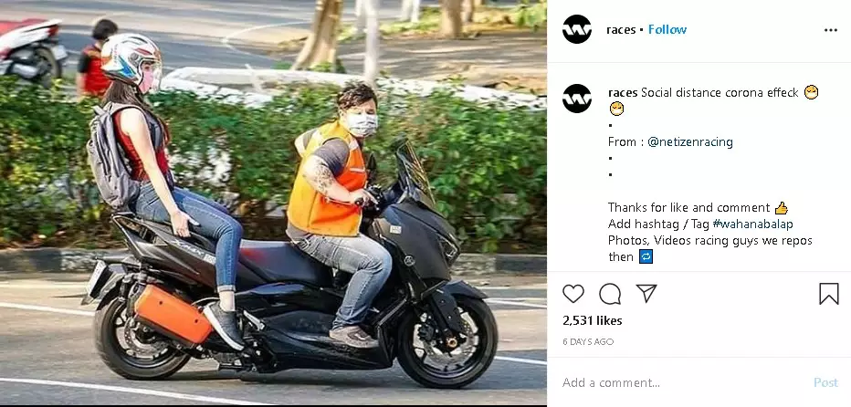 Aksi lucu pengendara saat social distancing Berbagai sumber Aksi lucu pengendara saat social distancing Berbagai sumber