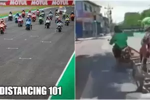 10 Aksi lucu pengendara saat social distancing, bikin tepuk jidat