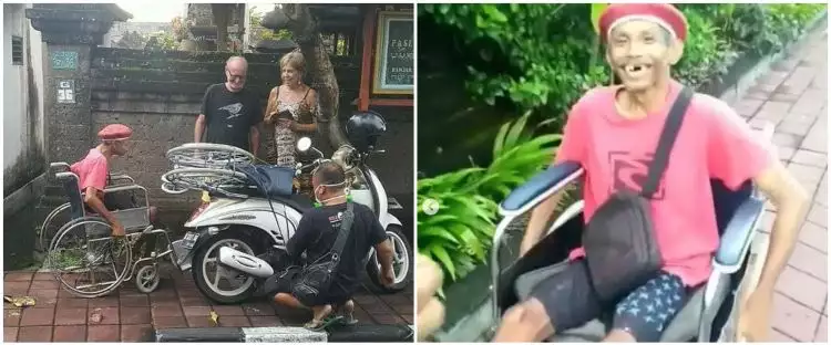 Momen haru difabel lansia mendadak diberi bule kursi roda di Bali