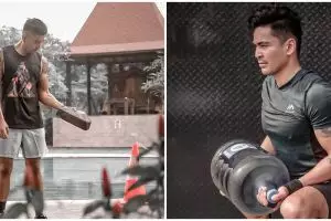 7 Potret Robby Purba olahraga di rumah, tanpa alat gym tetap fit