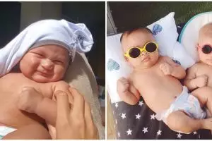 Gaya 5 bayi seleb saat berjemur di pagi hari, menggemaskan