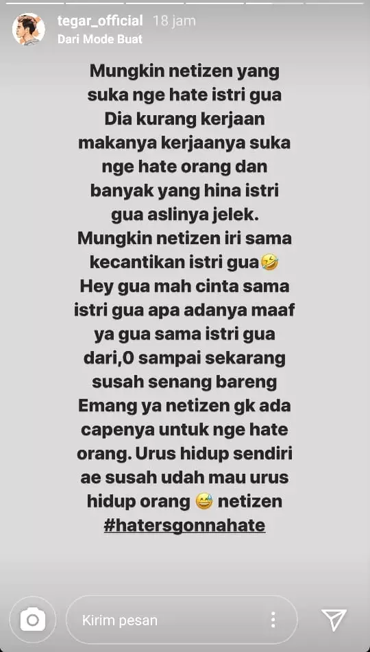 Tegar Septian bela istri  Instagram Tegar Septian bela istri  Instagram