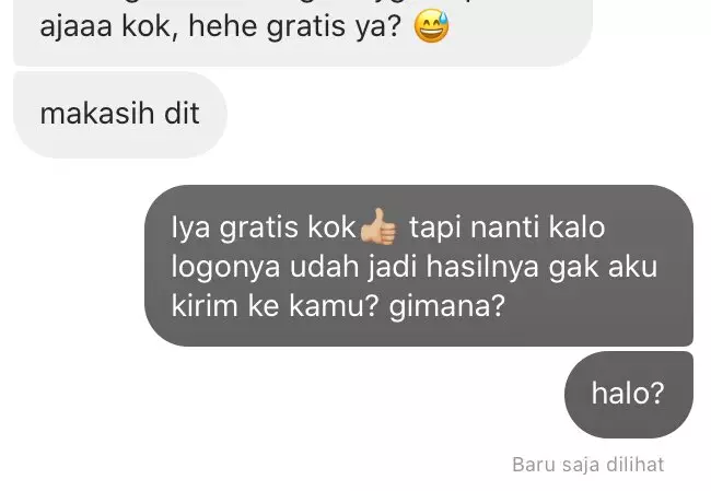 Chat desain 'minta harga teman' 1cak.com