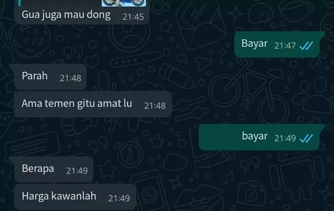 Chat desain 'minta harga teman' 1cak.com