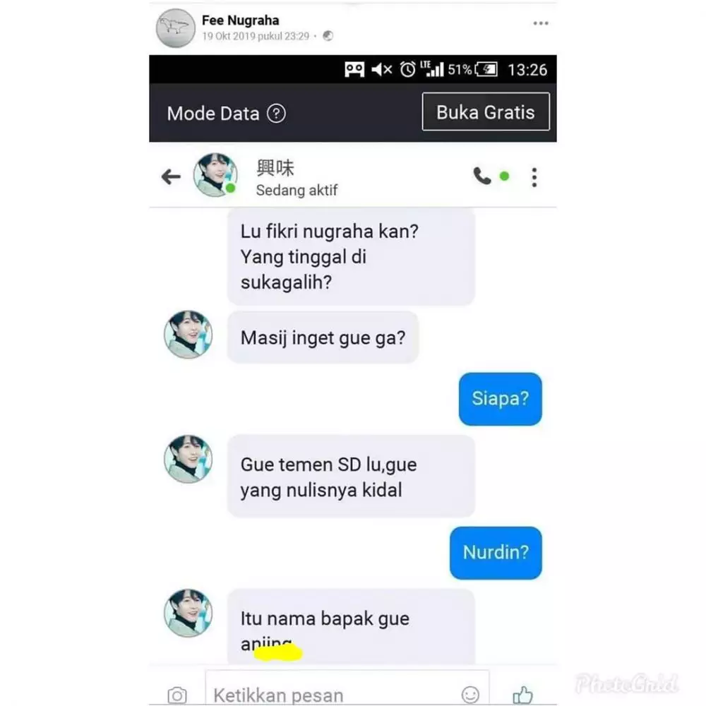 chat lucu sama teman lama © 2020 instagram.com
