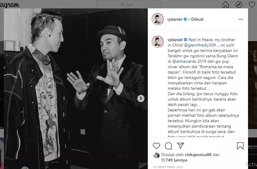 Seleb ungkap duka atas kepergian Glenn Instagram