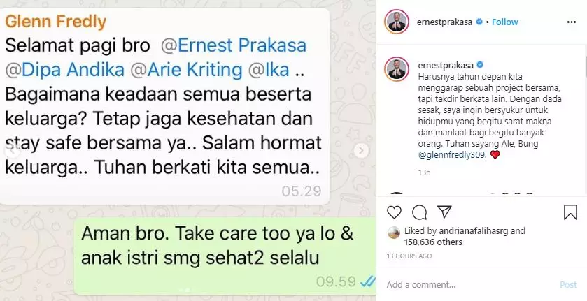 Percakapan seleb bersama Glenn Fredly Instagram Percakapan seleb bersama Glenn Fredly Instagram