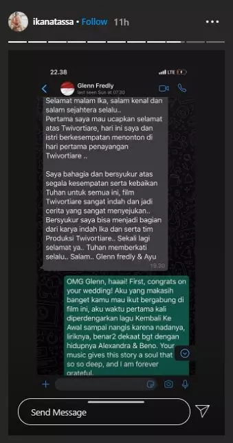 Percakapan seleb bersama Glenn Fredly Instagram Percakapan seleb bersama Glenn Fredly Instagram