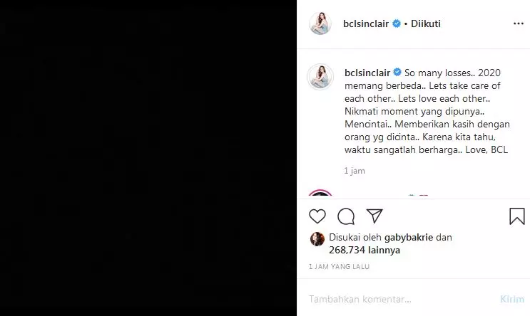 Ungkapan duka BCL untuk Glenn  Instagram Ungkapan duka BCL untuk Glenn  Instagram