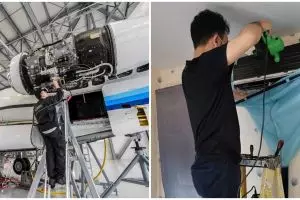 Gara-gara corona, teknisi pesawat ini rela jadi tukang AC