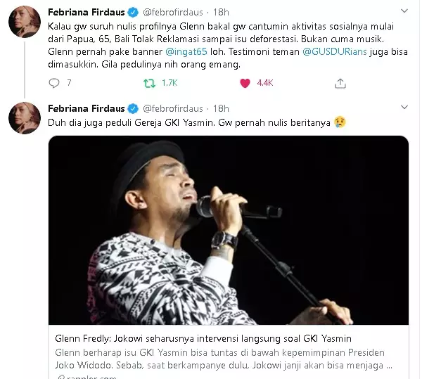 Aktivis ini berbela sungkawa kepergian Glenn Berbagai sumber