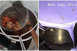10 Aksi masak berujung apes, kocaknya menguji kesabaran emak