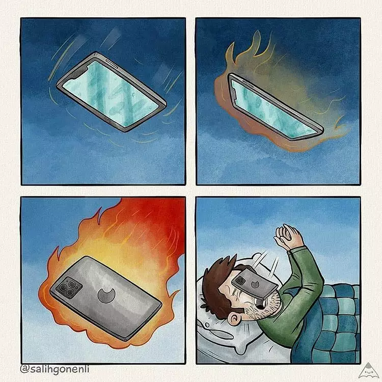 Ilustrasi ini sindir kamu yang kecanduan gadget Instagram/@salihgonenli