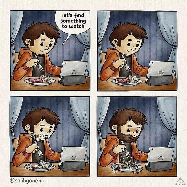 Ilustrasi ini sindir kamu yang kecanduan gadget Instagram/@salihgonenli