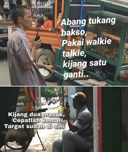 Meme obrolan pedagang keliling Berbagai sumber