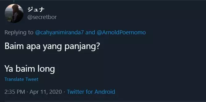 plesetan nama baim wong © 2020 brilio.net