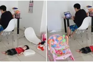 Tak mau diganggu anak saat WFH, yang dilakukan ayah ini tak terduga